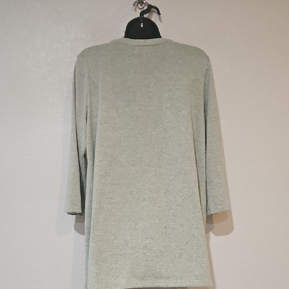 Clover+Pine | Women's Green Festive Embellished Trees 3/4 Long Sleeve Top  XL - Picture 7 of 9
